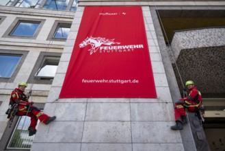 Men of the Stuttgart Fire Brigade at the presentation of the new design, design language of the