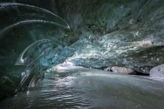 Glacier cave, ice cave, Morteratsch Glacier, Engadin, Grisons, Switzerland, Europe