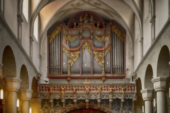 Interior view of the gallery, organ, Cathedral of Our Lady, Constance, Baden-Württemberg, Germany,