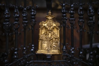 Wrought-iron grille in front of side chapel, appliqué, gilded, Cathedral of Our Lady, Constance,