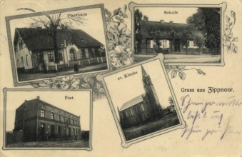 Historical postcard, picture postcard, Zippnow, today Sypniewko, Poland, digitally enhanced
