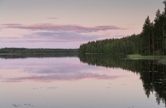 Lake near Hartola, reflection, forest, evening mood, Finland, Europe