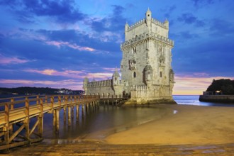 Belem Tower or Tower of St Vincent, famous tourist landmark of Lisboa and tourism attraction, on