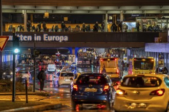 Central station in the city centre of Essen, dense traffic, local train, bus station, local buses,