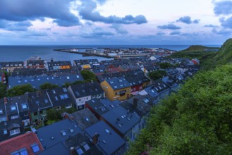 Heligoland Island, North Sea, view from the upper land, rooftops in the lower land, rows of houses,
