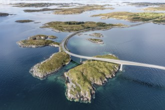 Aerial view of bridge connecting islands at the norwegian coast, Norway, Europe