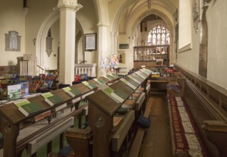 Interior of Church of Saint Nicholas, Bromham, Wiltshire, England, UK