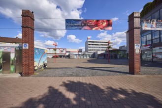 Neumarkt with information about the weekly market market in Datteln, pedestrian zone Datteln, Ruhr