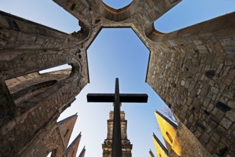 Aegidienkirche with apse cross, not rebuilt, memorial for the victims of wars and violence,