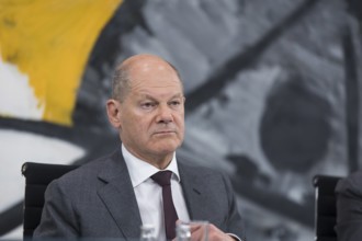 Olaf Scholz (Federal Chancellor of the Federal Republic of Germany, SPD) at a press conference