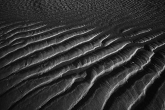 Sand ripples, wavy lines in the sand, structure, sandy beach, Meia Praia beach, Lagos, Atlantic