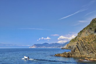 Italy, Riomaggiore scenic shoreline, Europe