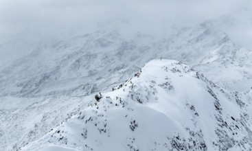 Aerial view, snowy mountain landscape, Ortler group, Trento, Italy, Europe
