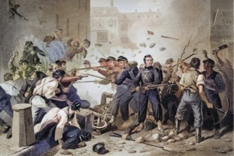 Militia from Massachusetts passing through Baltimore Pennsylvania 1861, USA, Historical, digitally