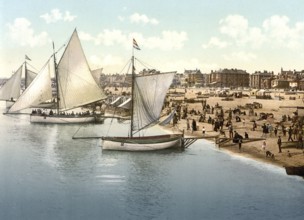 Yachts from the harbour of Yarmouth, County Norfolk, England, Historical, digitally restored