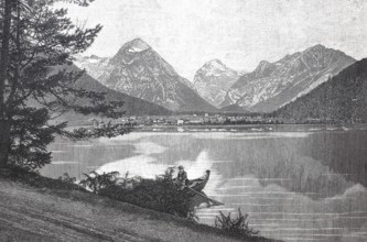 Achensee and the village of Pertisau, 1890, Tyrol, Austria, digital reproduction of an original