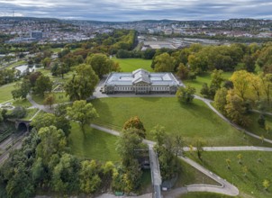 Rosenstein Castle with Natural History Museum, drone photo of Rosenstein Park with a view of the