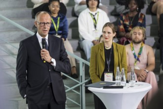 Friedrich Merz (CDU), Chancellor of the Federal Republic of Germany, at the opening statement for