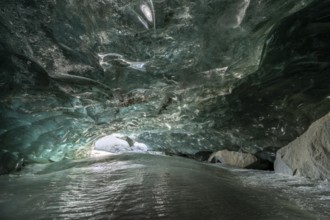 Glacier cave, ice cave, Morteratsch Glacier, Engadin, Grisons, Switzerland, Europe