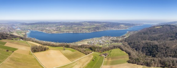 Aerial view, panorama from Thurgauer Seerücken over western Lake Constance, Untersee, also known as