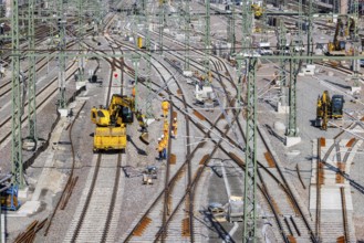 Deutsche Bahn AG track construction. A new railway sidings station is being built in