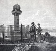 The Meridian Column near the town of Hammerfest, 1895, Norway, reproduction of an original, around