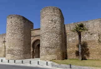 City wall with Almocabar city gate from the 13th century, Ronda, Province of Málaga, Andalusia,
