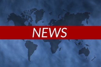 Text NEWS on blue background with world map