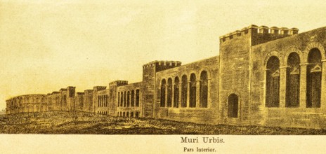 Muri Urbis, pars interior, inner city wall with defence towers, ancient Rome, defence, military,