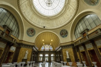Foyer with glass dome of the Wiesbaden spa hotel and casino, Wiesbaden spa, Hesse, Germany, Europe