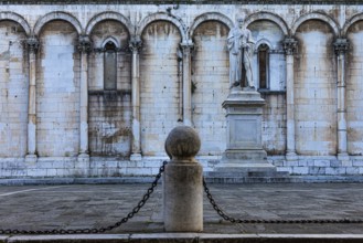 Piazza San Michele with the statue of the Italian politician Francesco Burlamacci, behind the