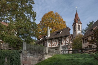 Detail of the Haller castle, already mentioned around 1200, behind the church of St Nicholas and St
