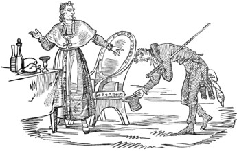 The obsequious priest Thaddeus apologises to the papal nuncio for a heretical speech on the