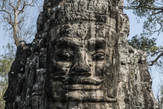 Tor tor with huge faces to Angkor Thom, Angkor Wat, Angkor, UNESCO World Heritage Site, Siem Reap,