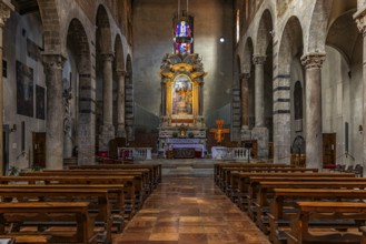 Altar and interior of the church of San Michele in Borgo, Pisa, Tuscany, Italy, Europe