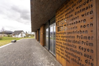 New multi-purpose hall, Keyenberg community centre, with Corten steel panels on the village