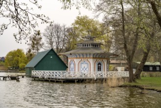 The Chinese Pavilion on Lake Zierker See in Neustrelitz, Mecklenburg Lake District,