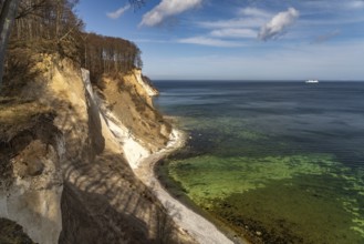 The famous chalk cliffs on the Baltic Sea coast in Jasmund National Park, Ruegen Island,