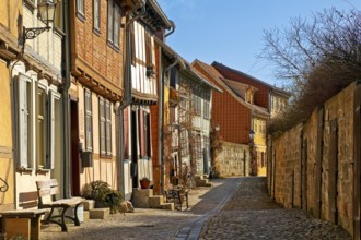 Half-timbered houses with cobblestones on the Schlossberg, Old Town of the World Heritage City of