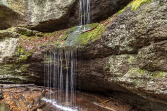 Ludwig's Grotto with waterfall in the Ludwigsklamm gorge in Eisenach, Thuringia, Germany, Europe