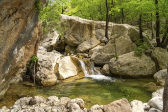 Waterfall in the Velika Paklenica gorge in Paklenica National Park, Croatia, Europe