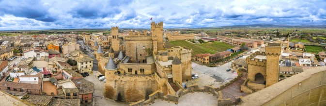 Panoramic view of the medieval royal palace of olite, a stunning example of gothic architecture,