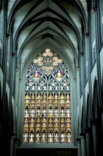 Ceiling vault and stained glass windows of the west façade, Altenberg Cathedral, Bergischer Dom,