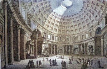Interior view of the Pantheon in Rome with the later decoration of the walls, Italy, 1880 /