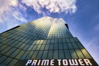 Modern high-rise building Prime Tower with glass façade, Zurich West, Canton of Zurich,