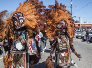New Orleans, Louisiana - The Mardi Gras Indians' Super Sunday parade. African-Americans create