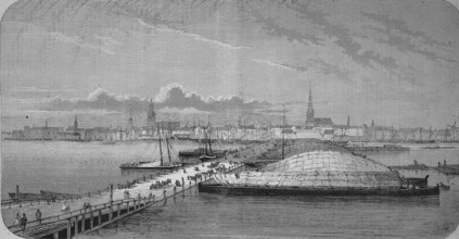 View of the city of Riga from the left bank of the Düna, 1869, today Latvia, Historic, digitally
