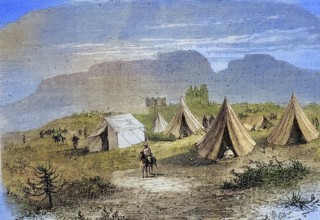 Post of the Cipayes on the way to Magdala, today Amba Mariam, 1869, Abyssinia, today Ethiopia,