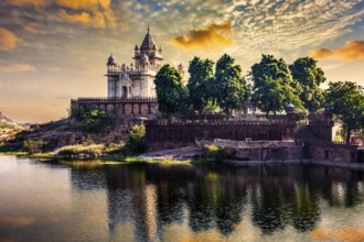 Jaswanth Thada mausoleum on sunset in Jodhpur, Rajasthan, India, Asia