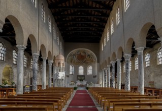 Interior of the early medieval church of Sant'Eufemia from the second half of the 4th century,